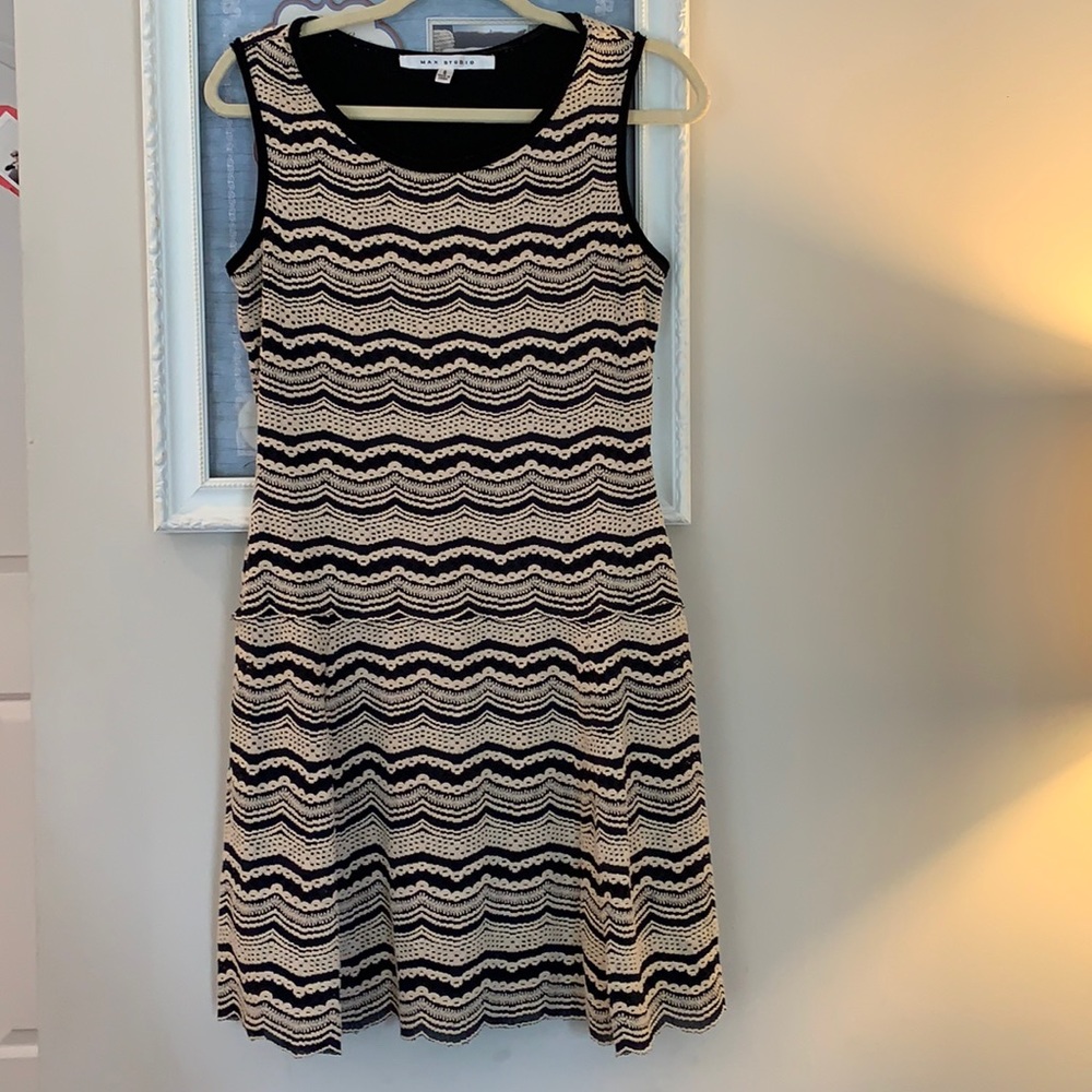 Max studio black and cream dress